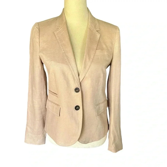J. Crew Jackets & Blazers - J. Crew Linen Blend Dusty Rose Tan Blazer Preppy Jacket 2 Button Women Size 2